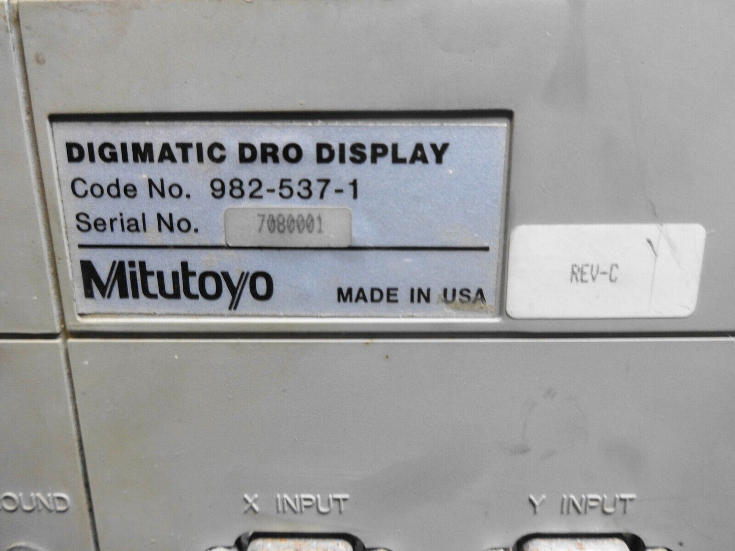 MITUTOYO MODEL 982-537-1 DIGIMATIC DRO DISPLAY