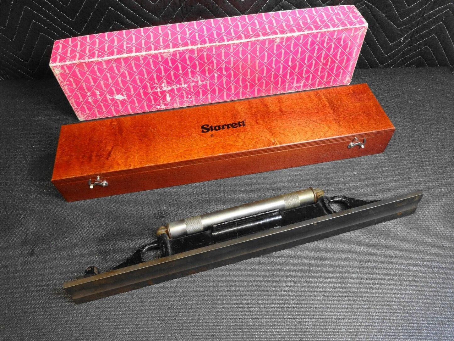 Vintage Starrett 98-18 Machinist Level with Cross Level in Wood Case w/ Box