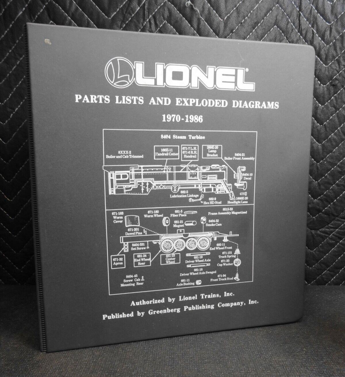 Lionel Parts Lists & Exploded Diagrams 1970-1986 Model Railroad Greenberg USA