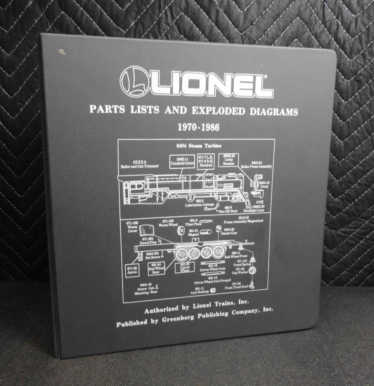 Lionel Parts Lists & Exploded Diagrams 1970-1986 Model Railroad Greenberg USA