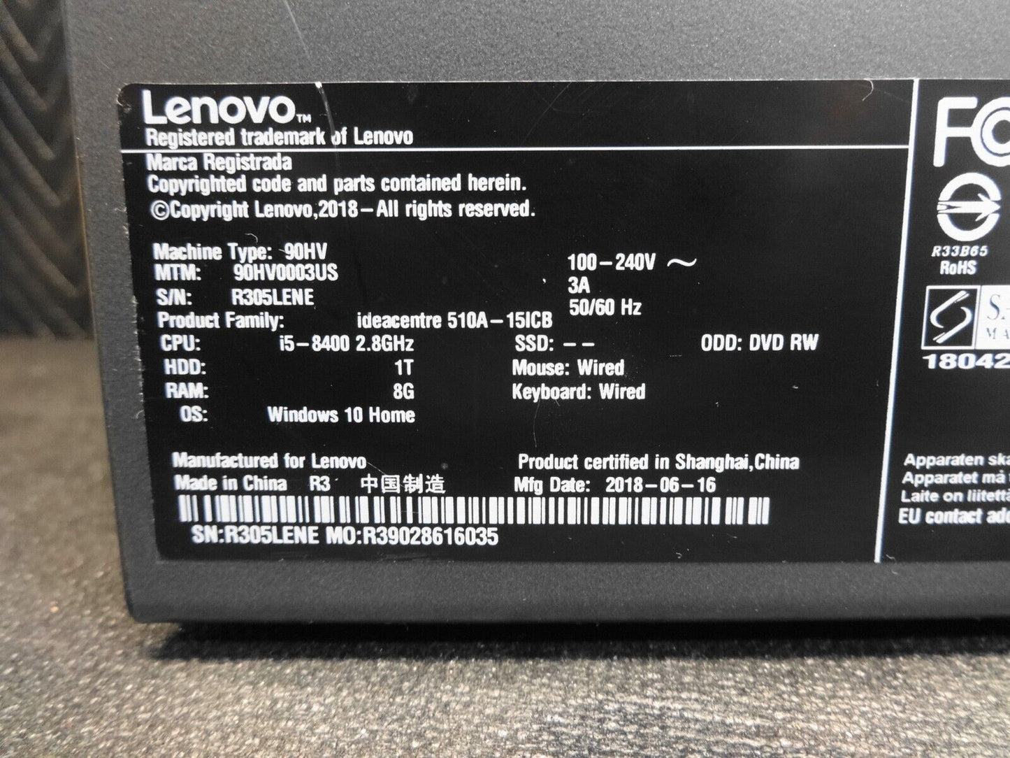 Lenovo 510A-15ICB (1TB, i5 8th Gen., 2.80GHz, 8GB) Desktop (#1)