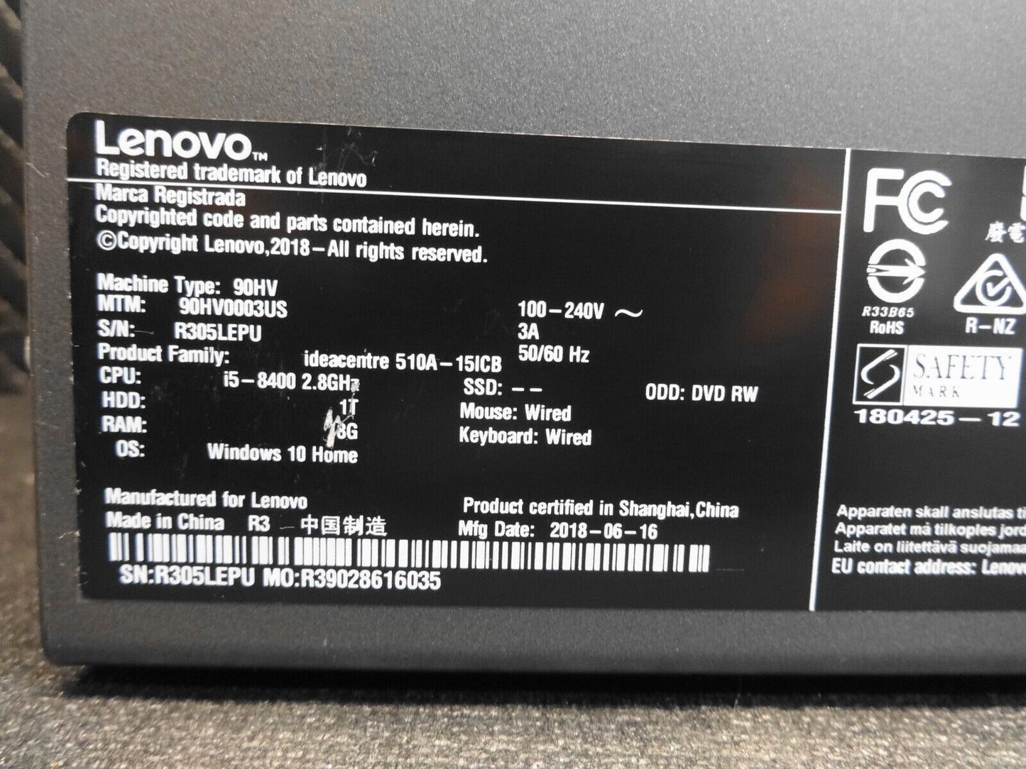 Lenovo 510A-15ICB (1TB, i5 8th Gen., 2.80GHz, 8GB) Desktop (#2)