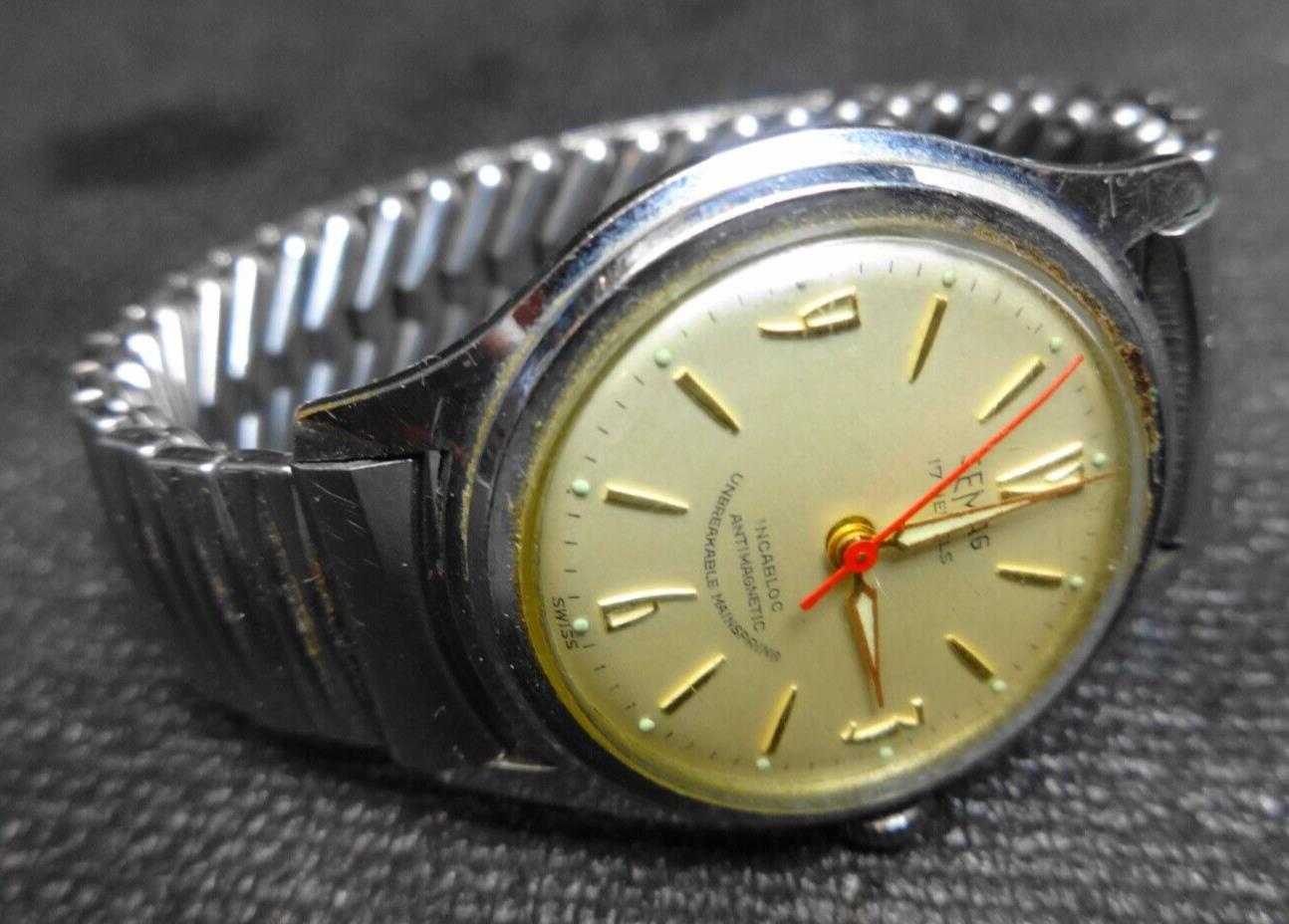 Vintage Semag Swiss Mens Manual Wind Watch All Stainless Steel - For Restoration
