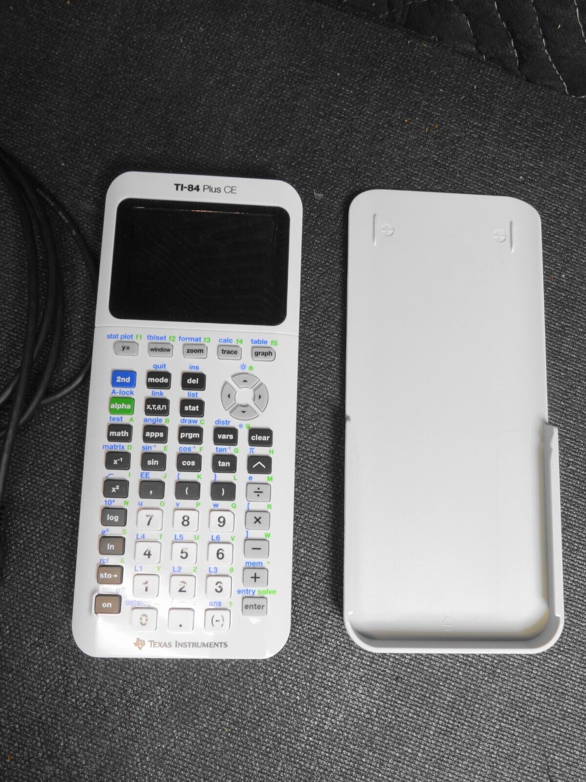 Texas Instruments TI-84 Plus CE Graphing Calculator - White With Cover & Charger