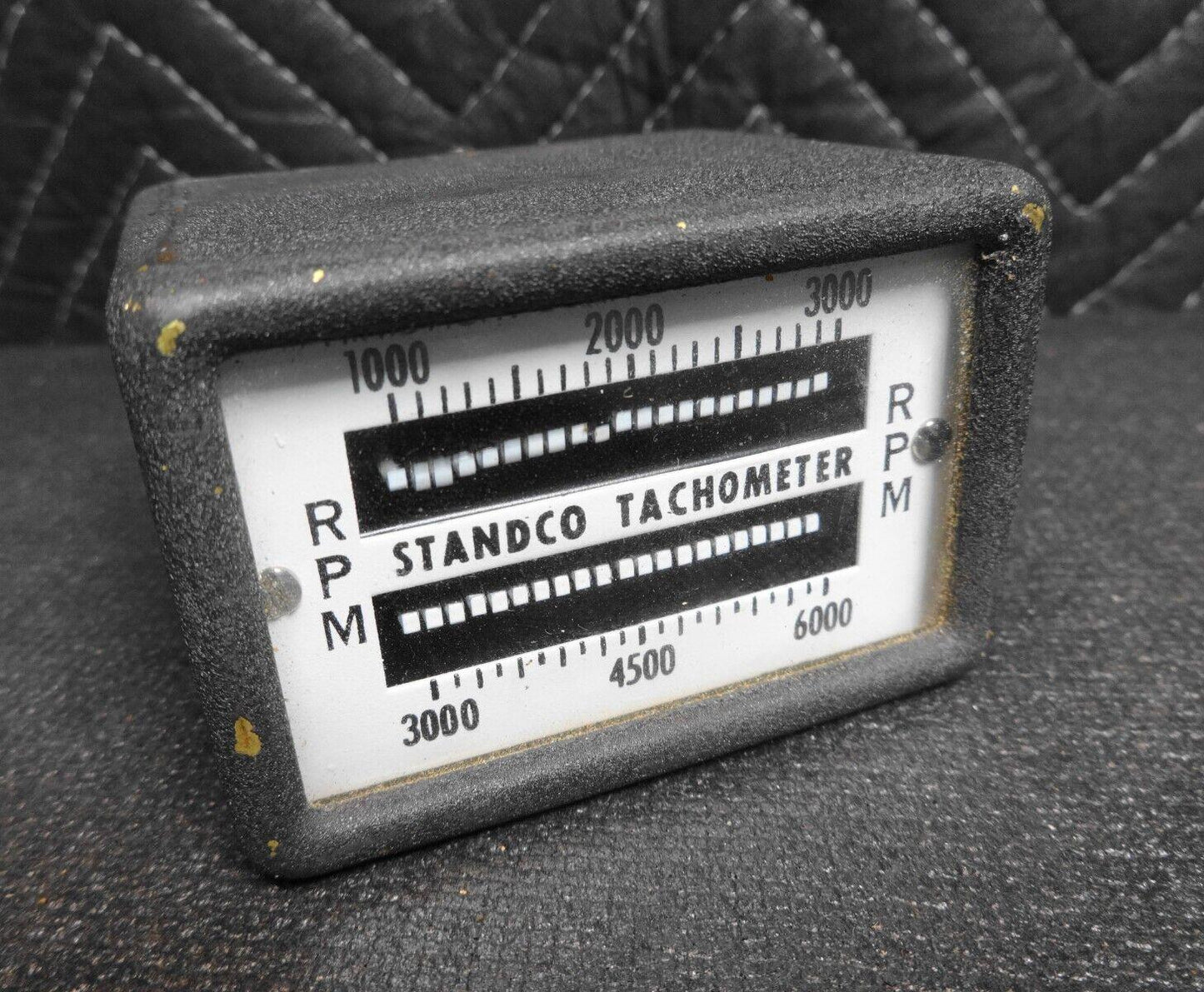 Vintage Standco Vibrating Reed Tachometer 3.5x3.25x2.75”