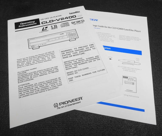 CLD-V2400 VD CDV LD PLAYER OPERATING INSTRUCTIONS / MANUAL - UC-V109BC COMMAND