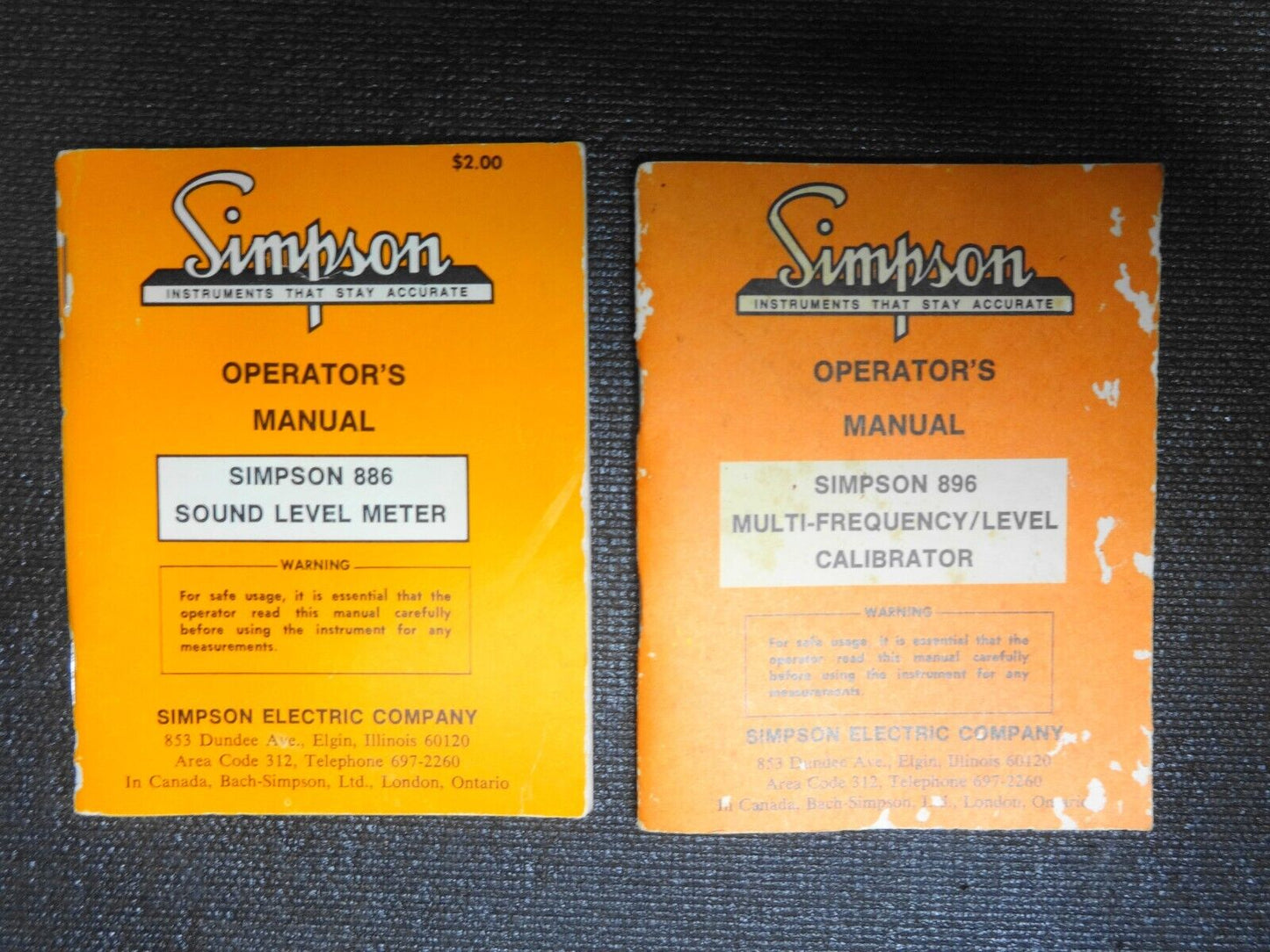 Simpson Sound Level Meter Model 886 Type 2 w/ Calibrator Model 896 & Manuals