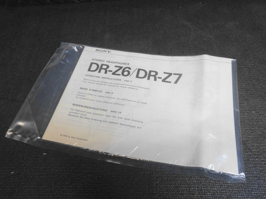 Manual ONLY for Vintage Rare Sony DR-Z7 DR-S7 Stereo Headphones -  Made in Japan