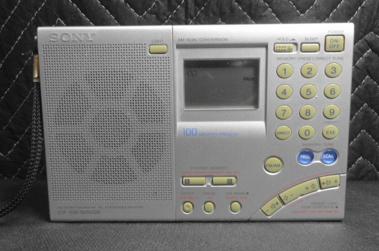 SONY ICF-SW7600GR FM Stereo/SW/MW/LW PLL Synthesized Receiver Radio, Sliver