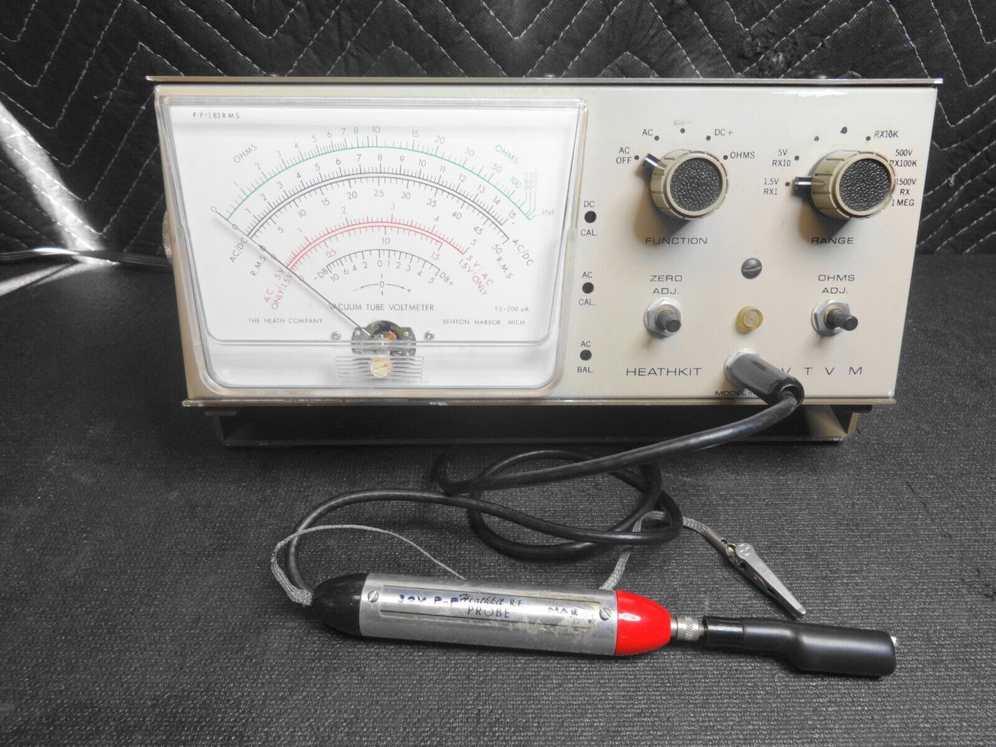 Heathkit VTVM MODEL IM-28 Vintage Vacuum Tube Voltmeter Tester w/ PK-3A RF Probe