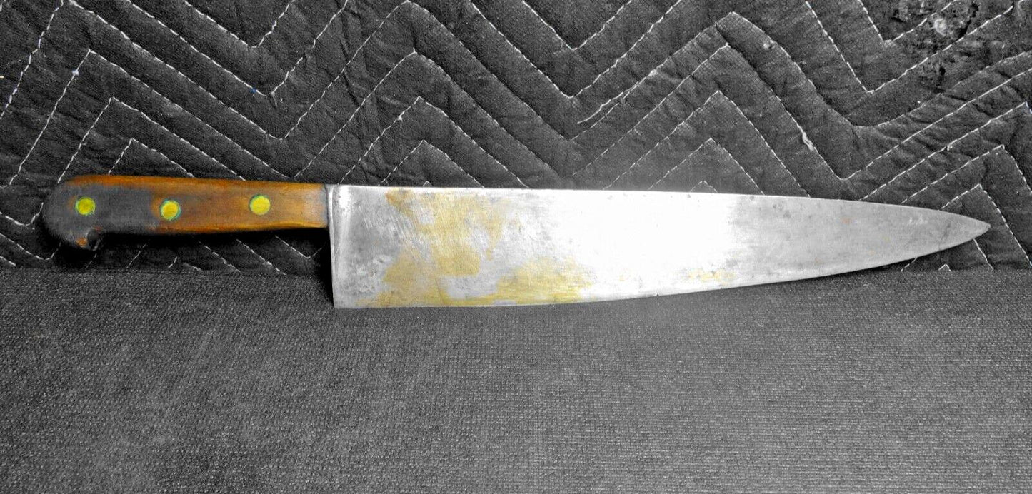 Vintage Chef Butcher Kitchen Knife Carbon Steel 13 1/2” Blade - 19” Overall