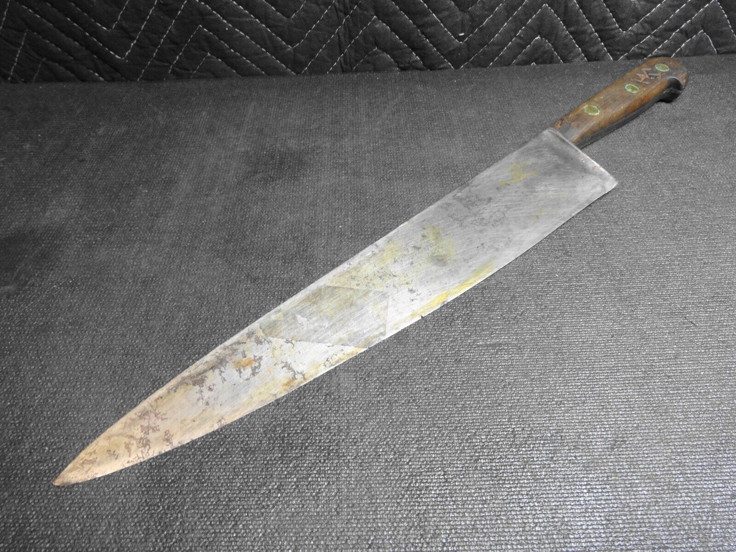 Vintage Chef Butcher Kitchen Knife Carbon Steel 13 1/2” Blade - 19” Overall