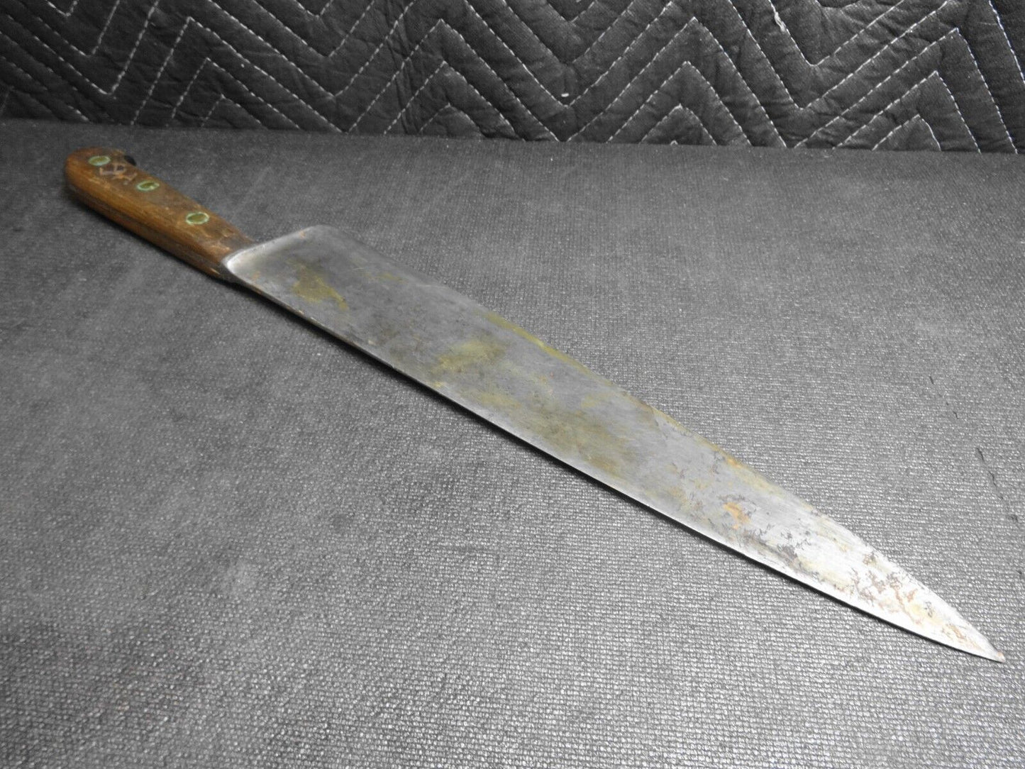 Vintage Chef Butcher Kitchen Knife Carbon Steel 13 1/2” Blade - 19” Overall