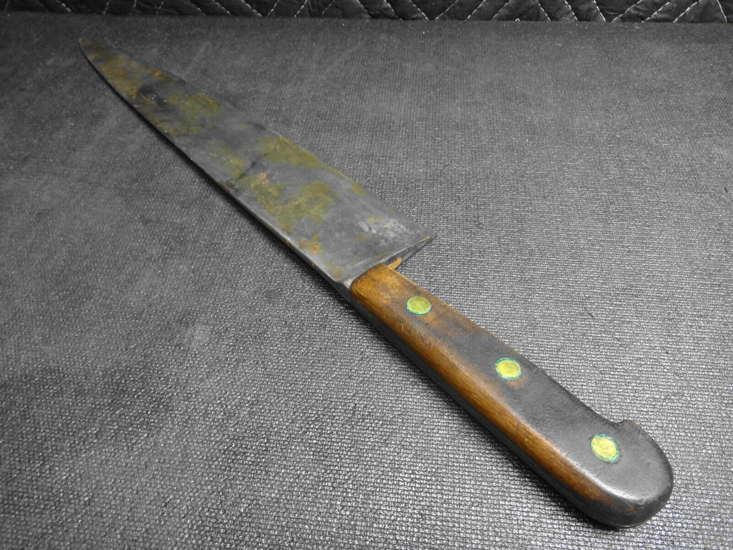 Vintage Chef Butcher Kitchen Knife Carbon Steel 13 1/2” Blade - 19” Overall