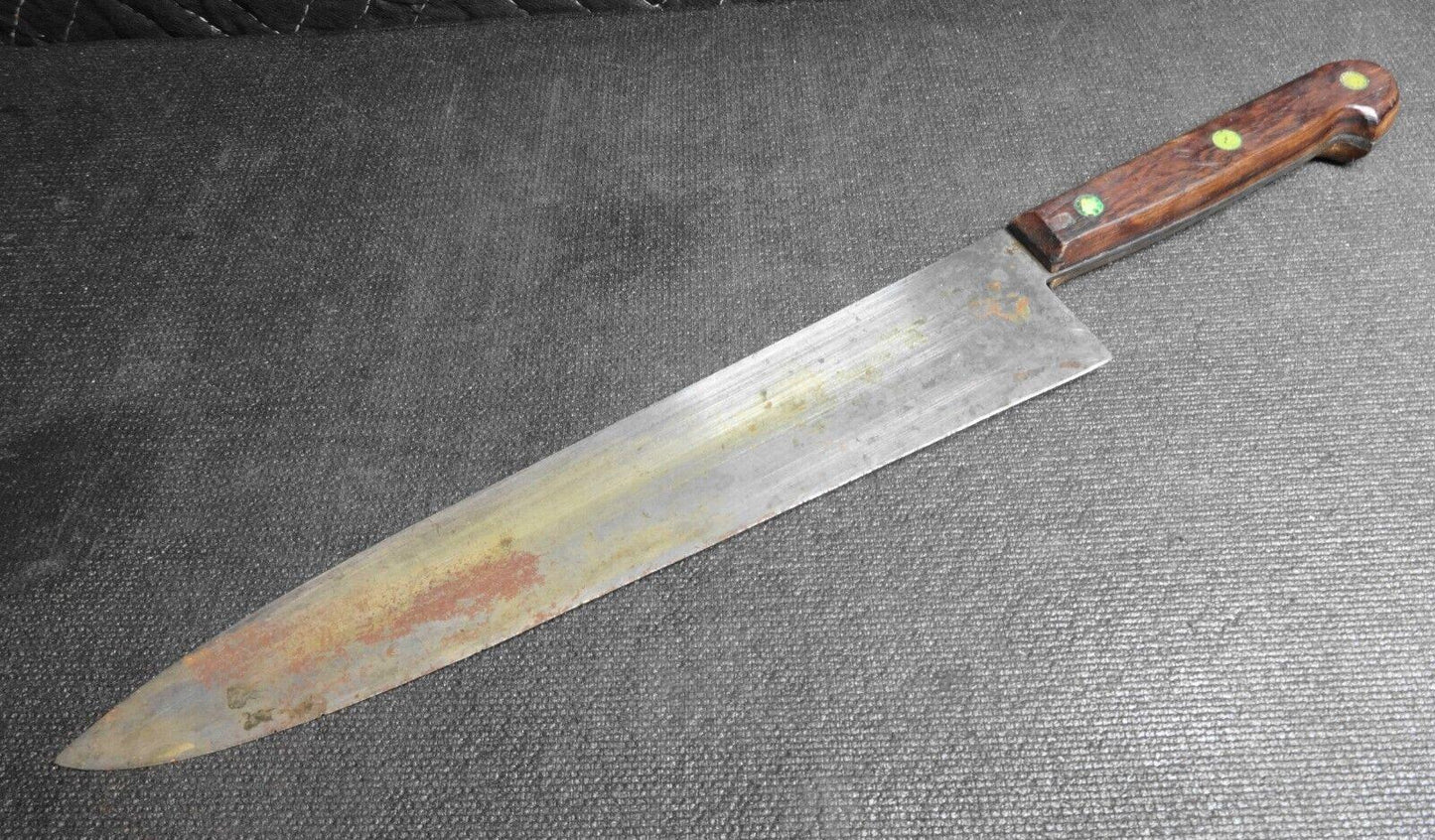 Vintage Carbon Steel 15.5" Chef Knife 10" Blade