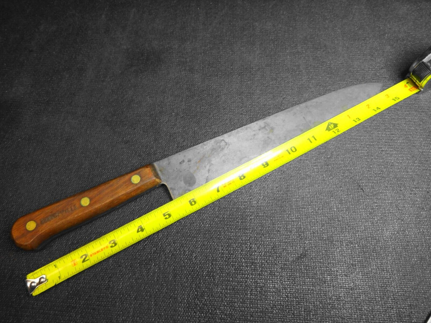 Vintage Mandeville Carbon Steel 15" Chef Knife 10" Blade