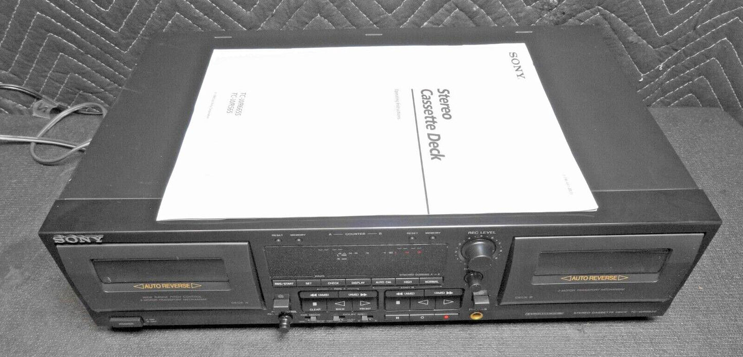 Sony TC-WR665S Stereo Double Cassette Deck Dolby B,C,S - w/ Manual - NEW BELTS