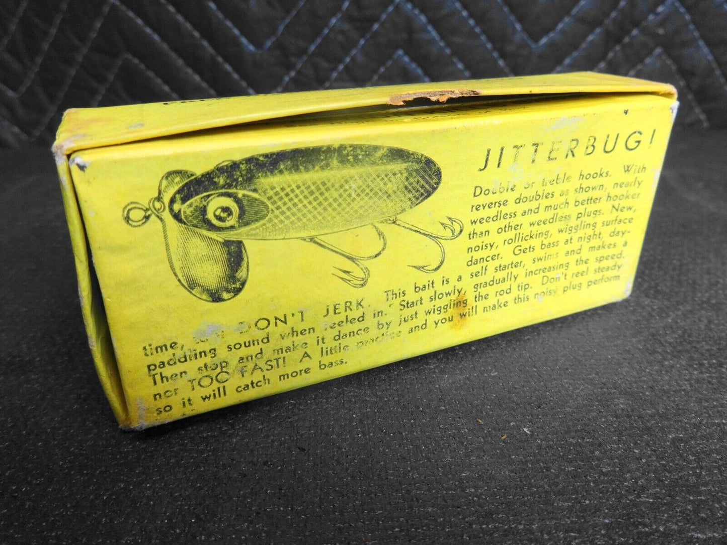 VINTAGE FRED ARBOGAST FISHING LURE JITTERBUG FROG - WOOD BODY, METAL LIP w/ BOX