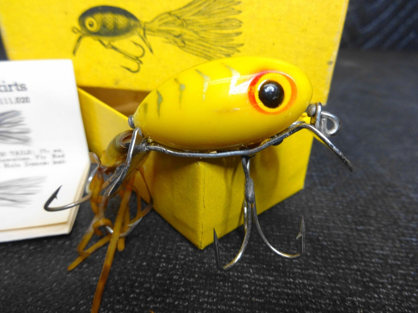 Vintage 1947 Arbogast Hula Dancer Lure With Box & Paperwork in Yellow