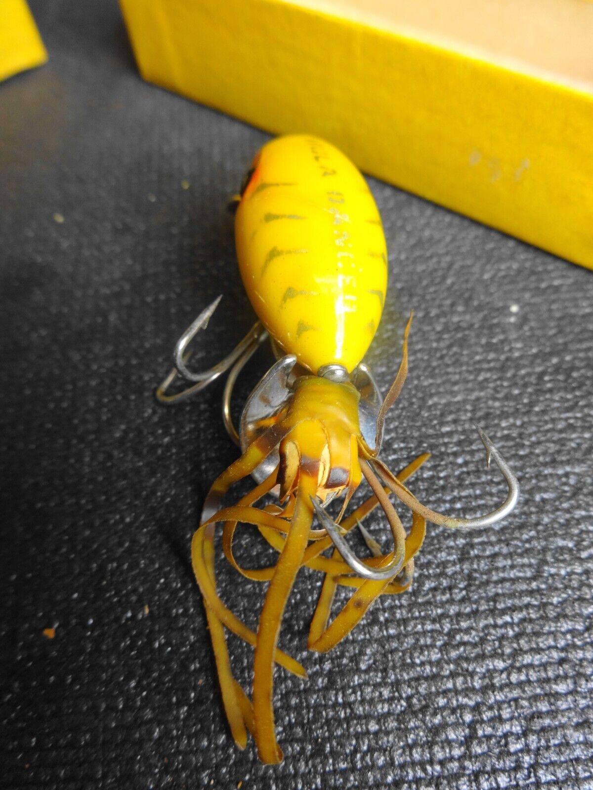 Vintage 1947 Arbogast Hula Dancer Lure With Box & Paperwork in Yellow