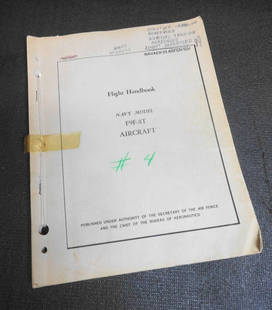 1959 Navy Model F9F-8T,-8 Cougar Pilot's Flight Handbook Manual - Original