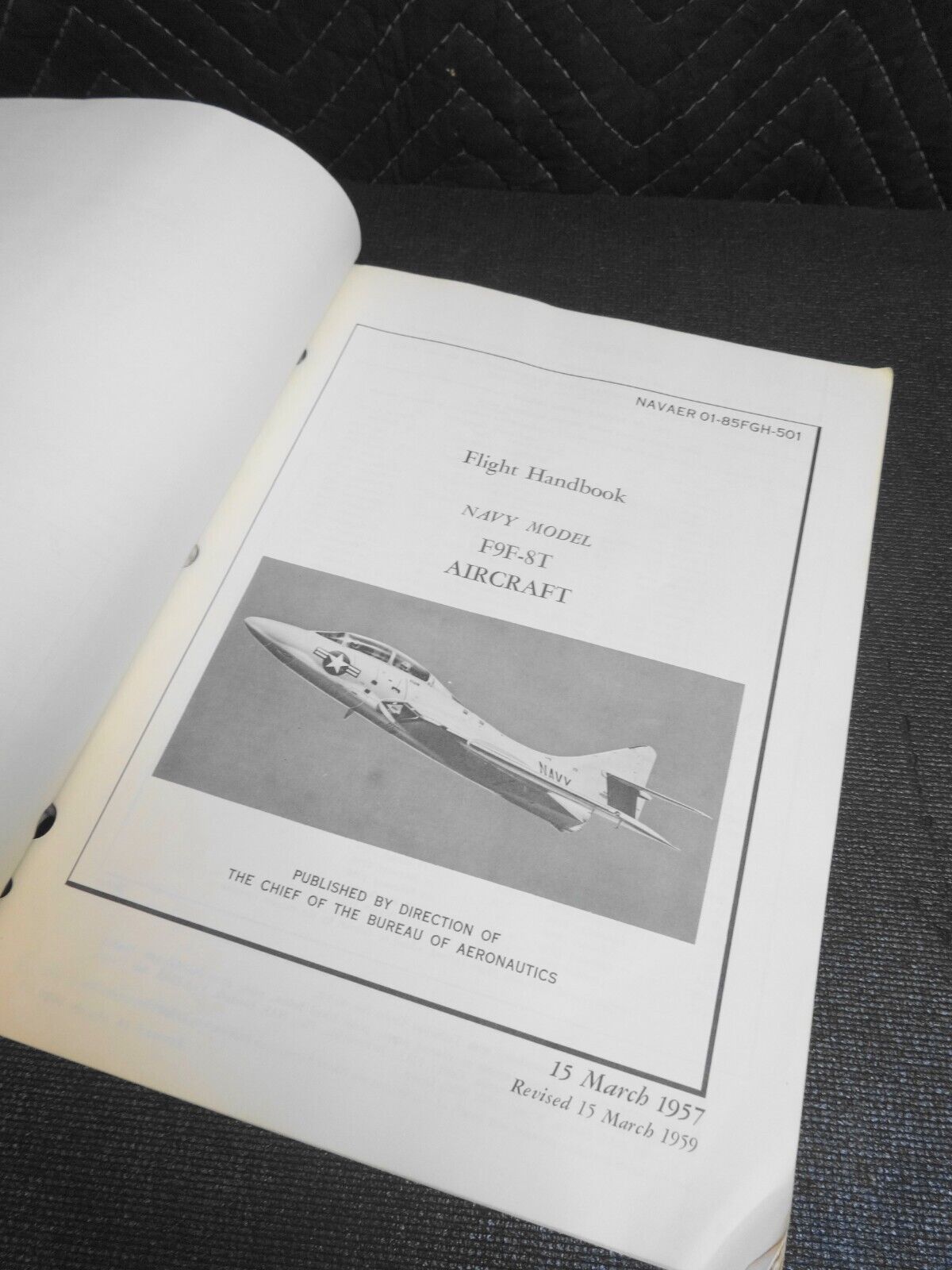 1959 Navy Model F9F-8T,-8 Cougar Pilot's Flight Handbook Manual - Original