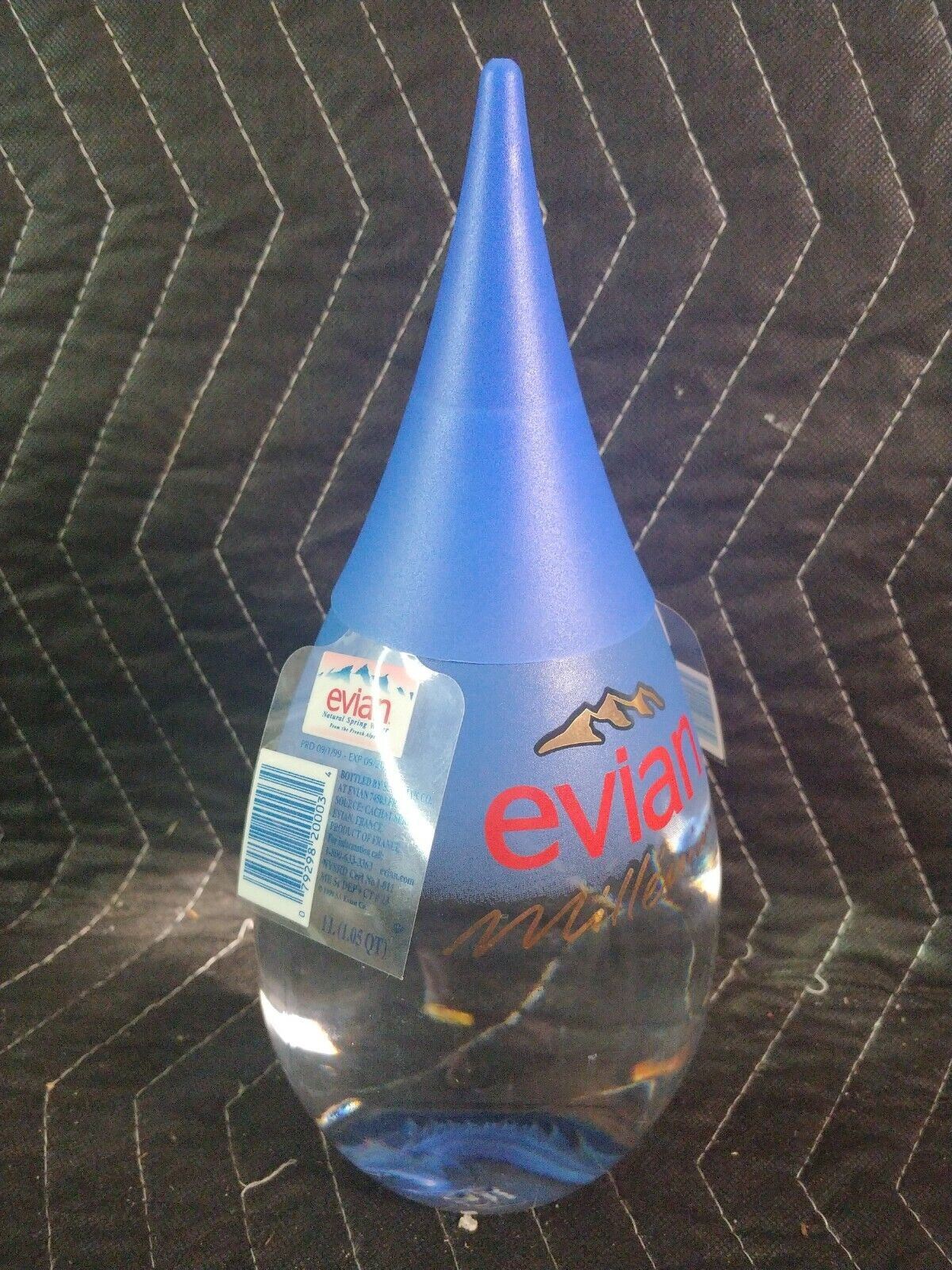 Evian Water Y2K 1999 Millennium Full Teardrop Glass Bottle w/ Tags - Star Trek