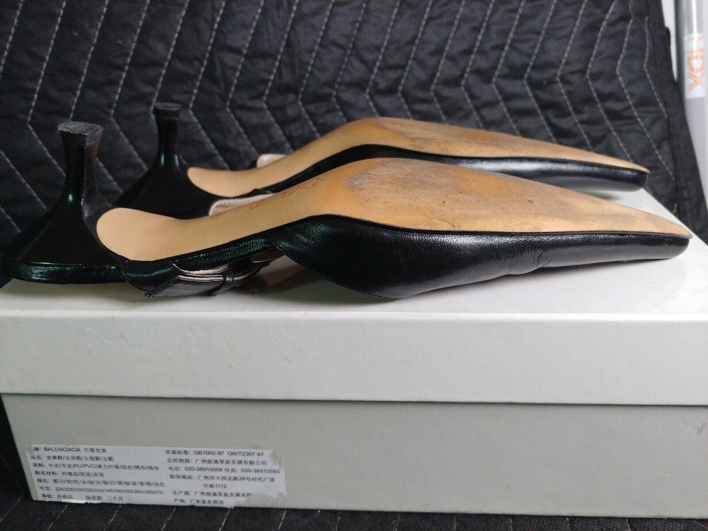 BALENCIAGA Black Knife Leather Pointed Heel - Size 38