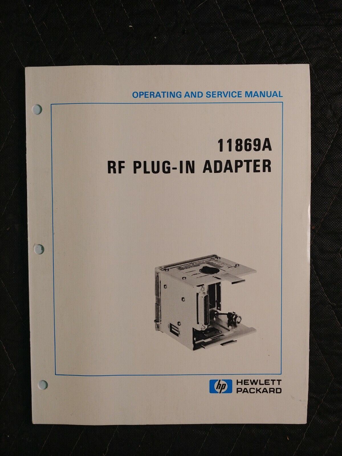 VTG MANUAL - HEWLETT PACKARD HP 11869A RF PLUG IN ADAPTER