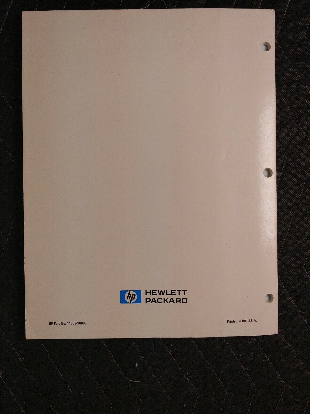 VTG MANUAL - HEWLETT PACKARD HP 11869A RF PLUG IN ADAPTER