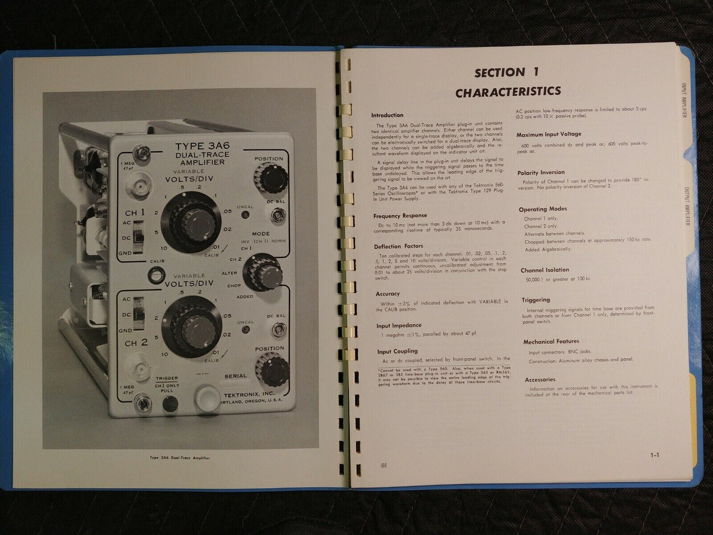 Original Tektronix Type 3A6 Plug-in Amplifier Instruction Manual 070-419