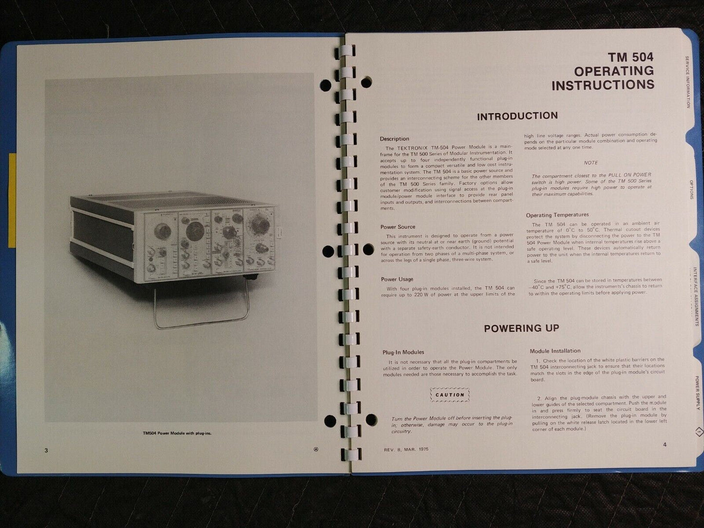 Tektronix TM 504 Power Module Instruction Manual FIRST PRINTING JUN 1974