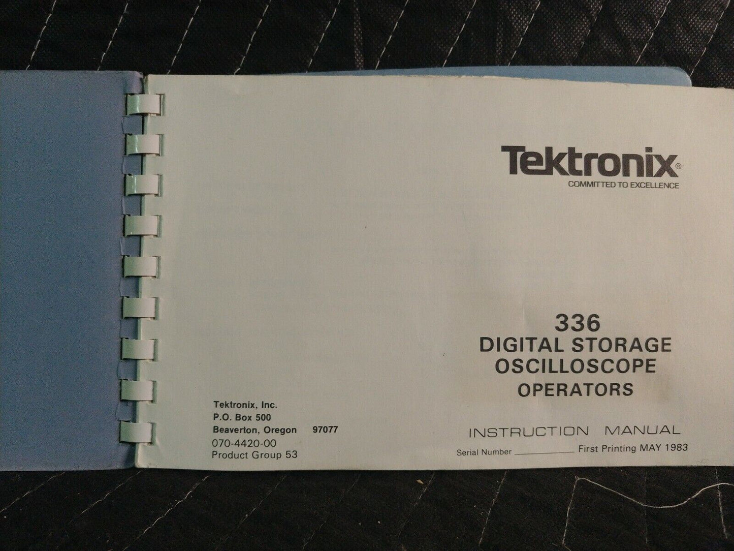 Tektronix 336A Digital Storage Oscilloscope Operators Manual P/N 070-4420-00