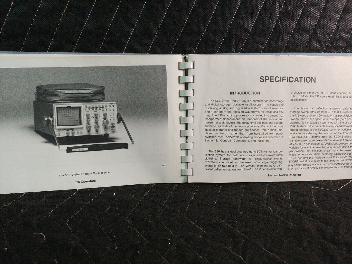 Tektronix 336A Digital Storage Oscilloscope Operators Manual P/N 070-4420-00