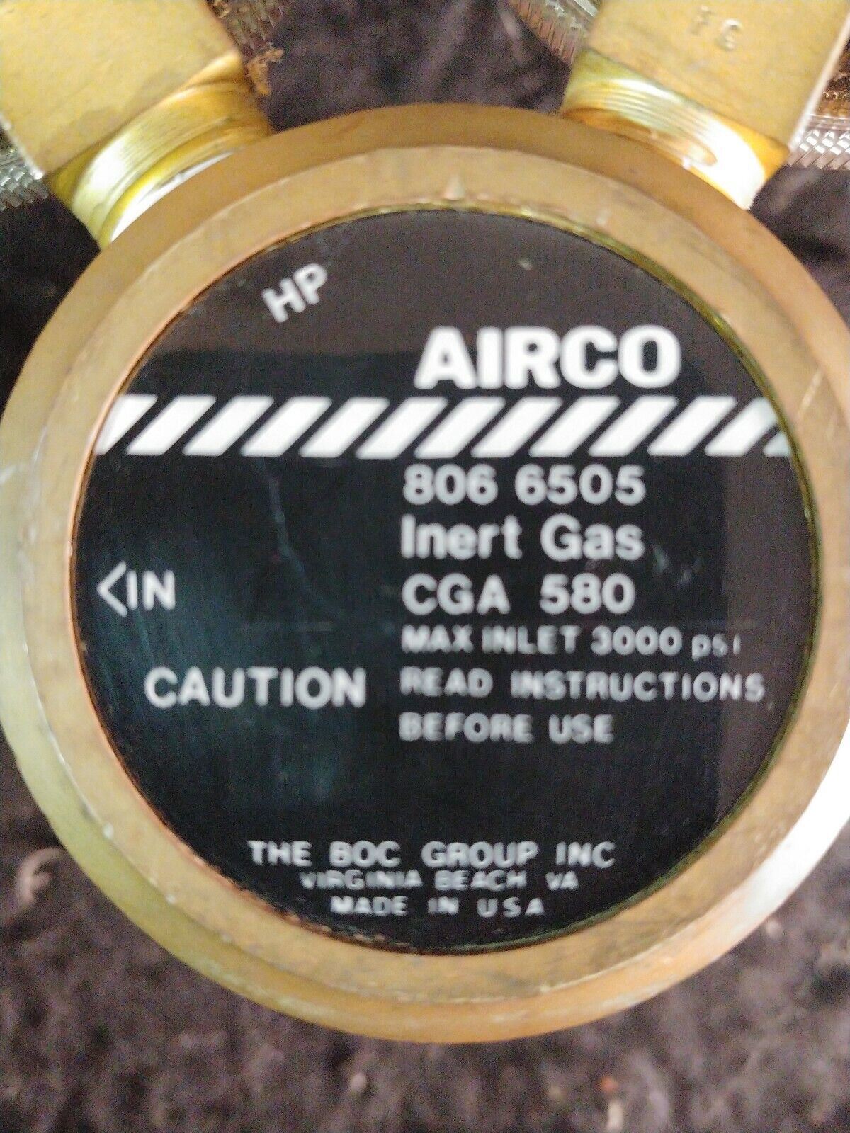 USED AIRCO DUAL RANGE FLOWMETER ARGON 6500 HELIUM NITROGEN 806 6505  580