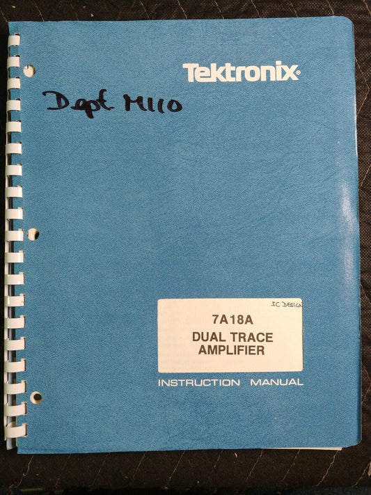 vintage TEKTRONIX instruction manual 7A18A DUAL TRACE AMPLIFIER