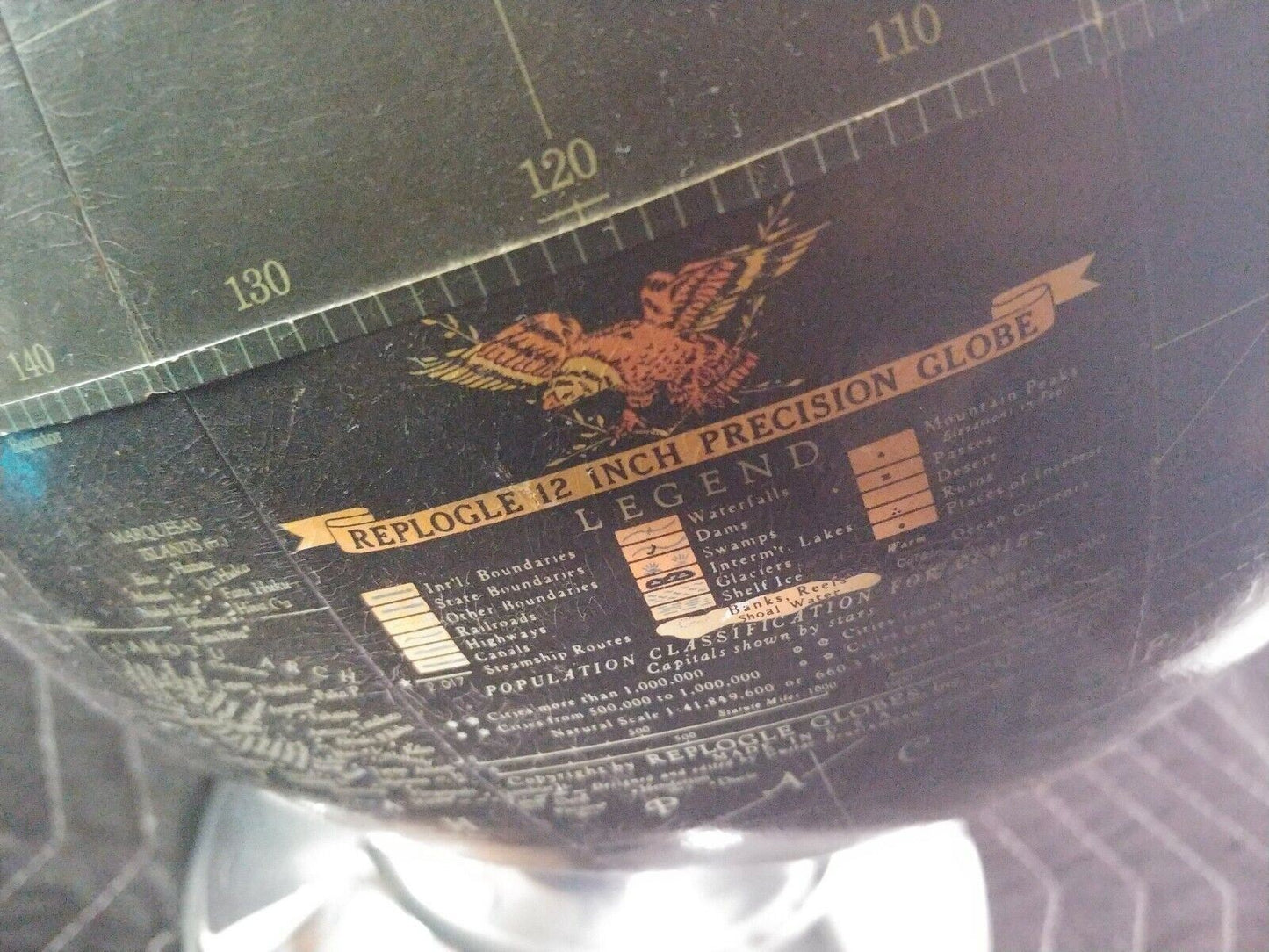 Replogle Vintage Black 12" Precision Globe w/ Silver Base - Made in USA