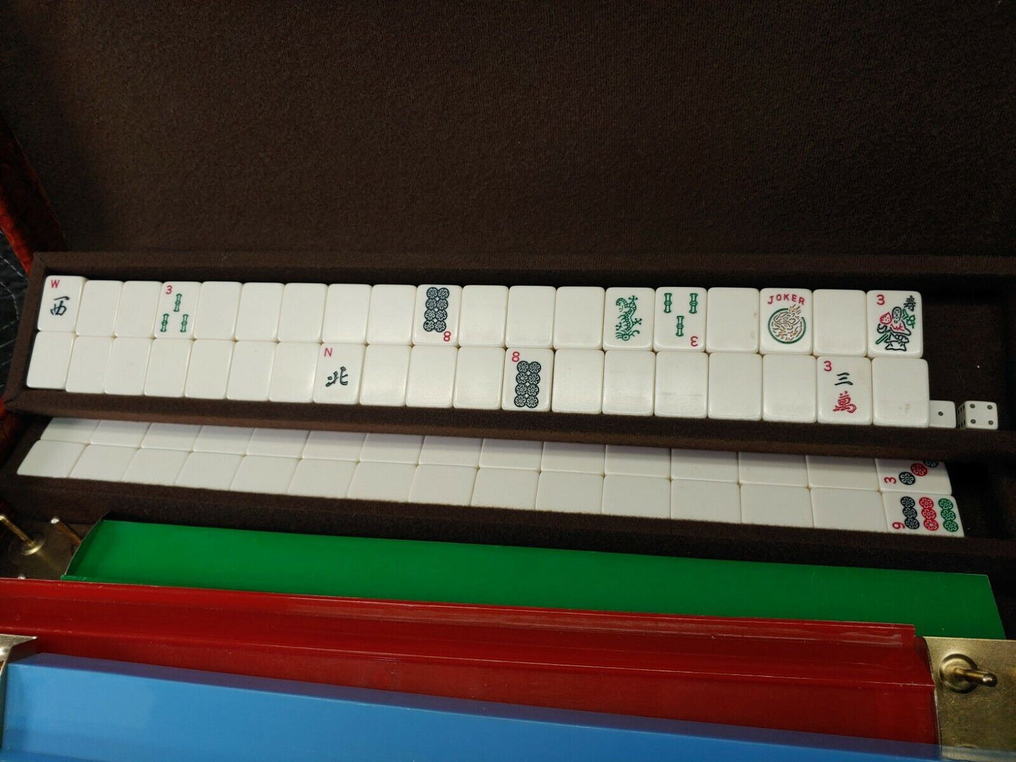 Vintage MAH JONGG Mahjong 166 White Tiles - 5 Rack Game - Cardinal
