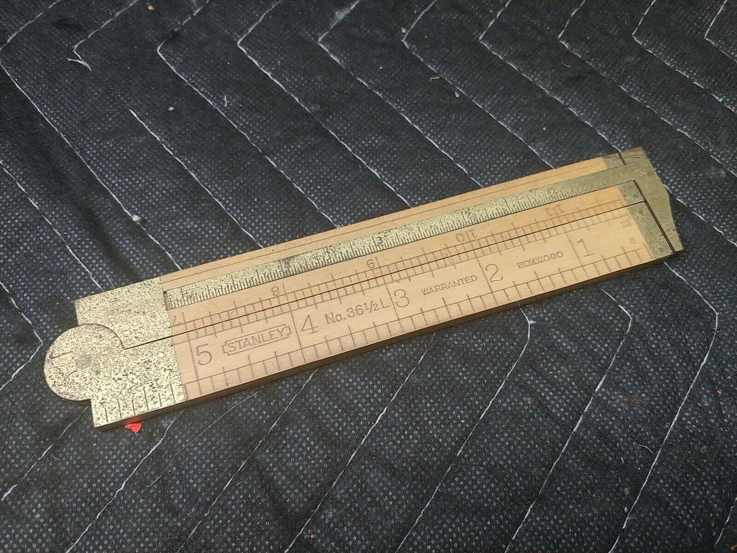 Early Stanley No. 36 1/2 Folding Caliper Boxwood Rule Vintage 12" Ruler Tool