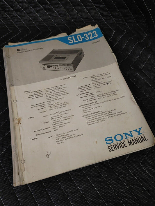 Original Service Manual for the Sony SLO-323 Beta Betamax VCR Schematics