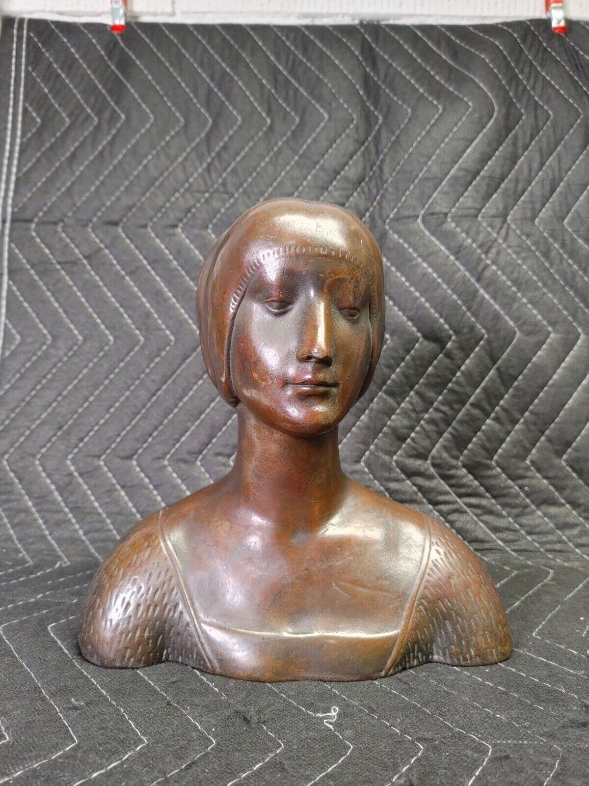 Antique Copper Clad Art Deco 9" Bust - Eleanor of Aragon - Francesco Laurana