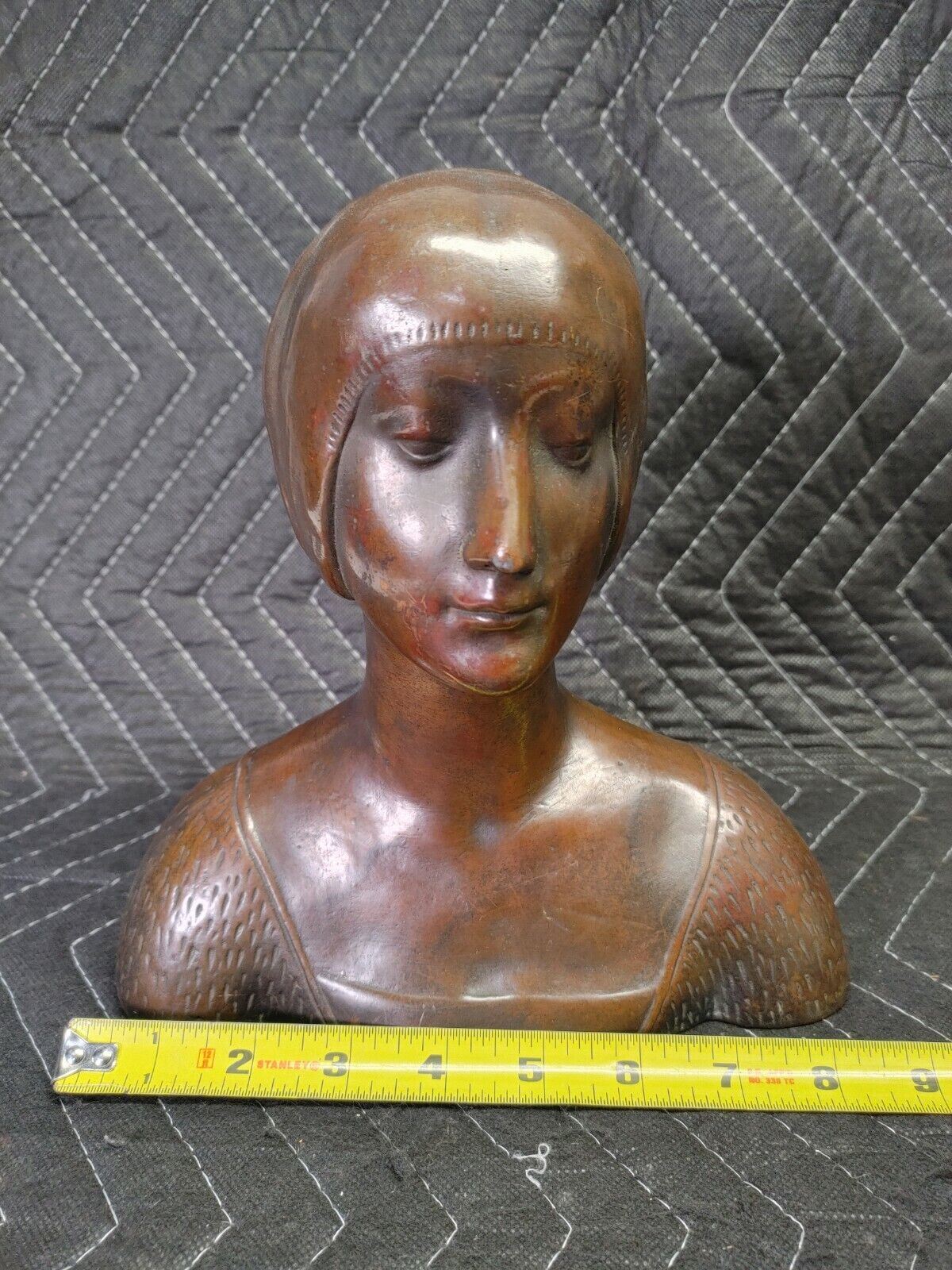 Antique Copper Clad Art Deco 9" Bust - Eleanor of Aragon - Francesco Laurana