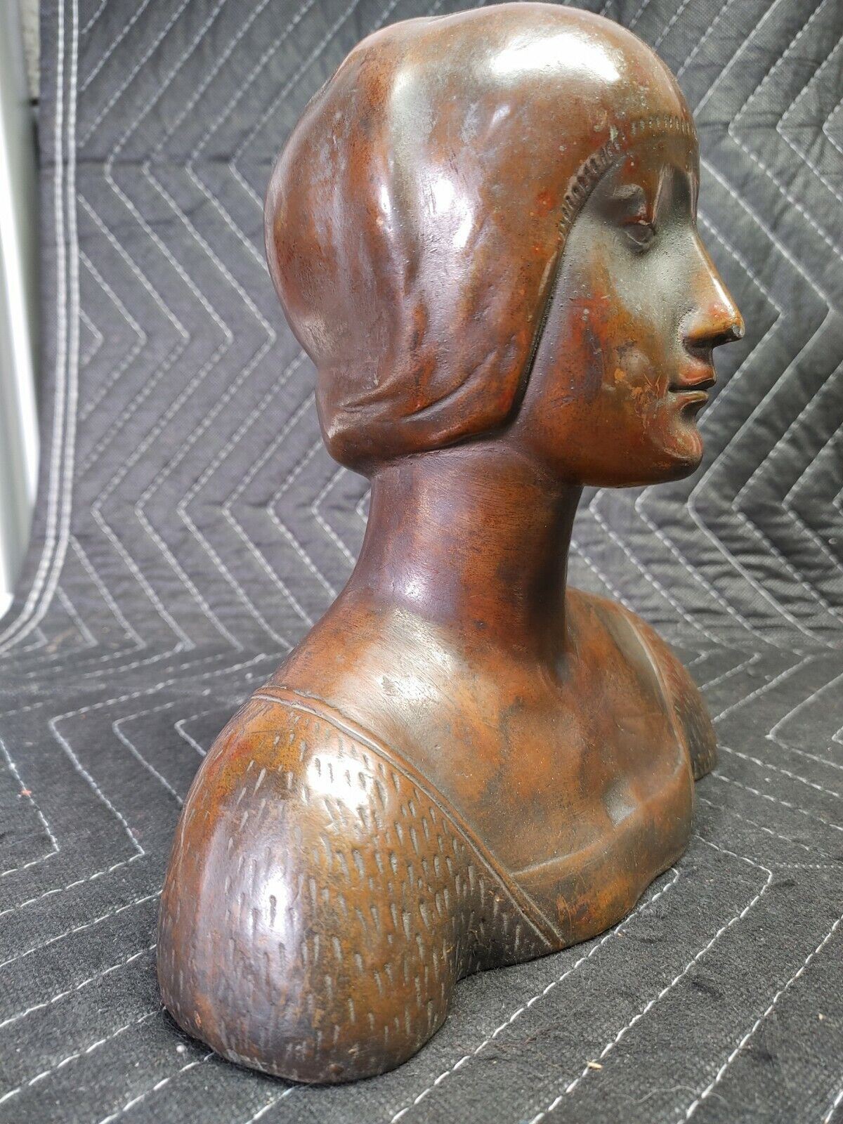 Antique Copper Clad Art Deco 9" Bust - Eleanor of Aragon - Francesco Laurana