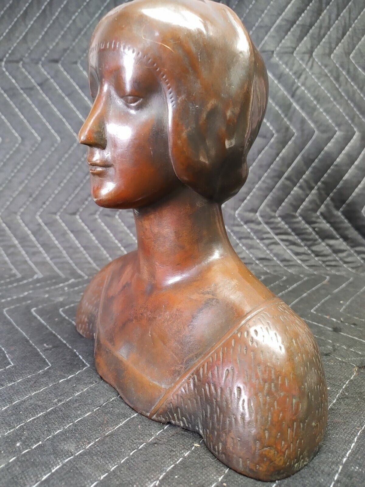 Antique Copper Clad Art Deco 9" Bust - Eleanor of Aragon - Francesco Laurana