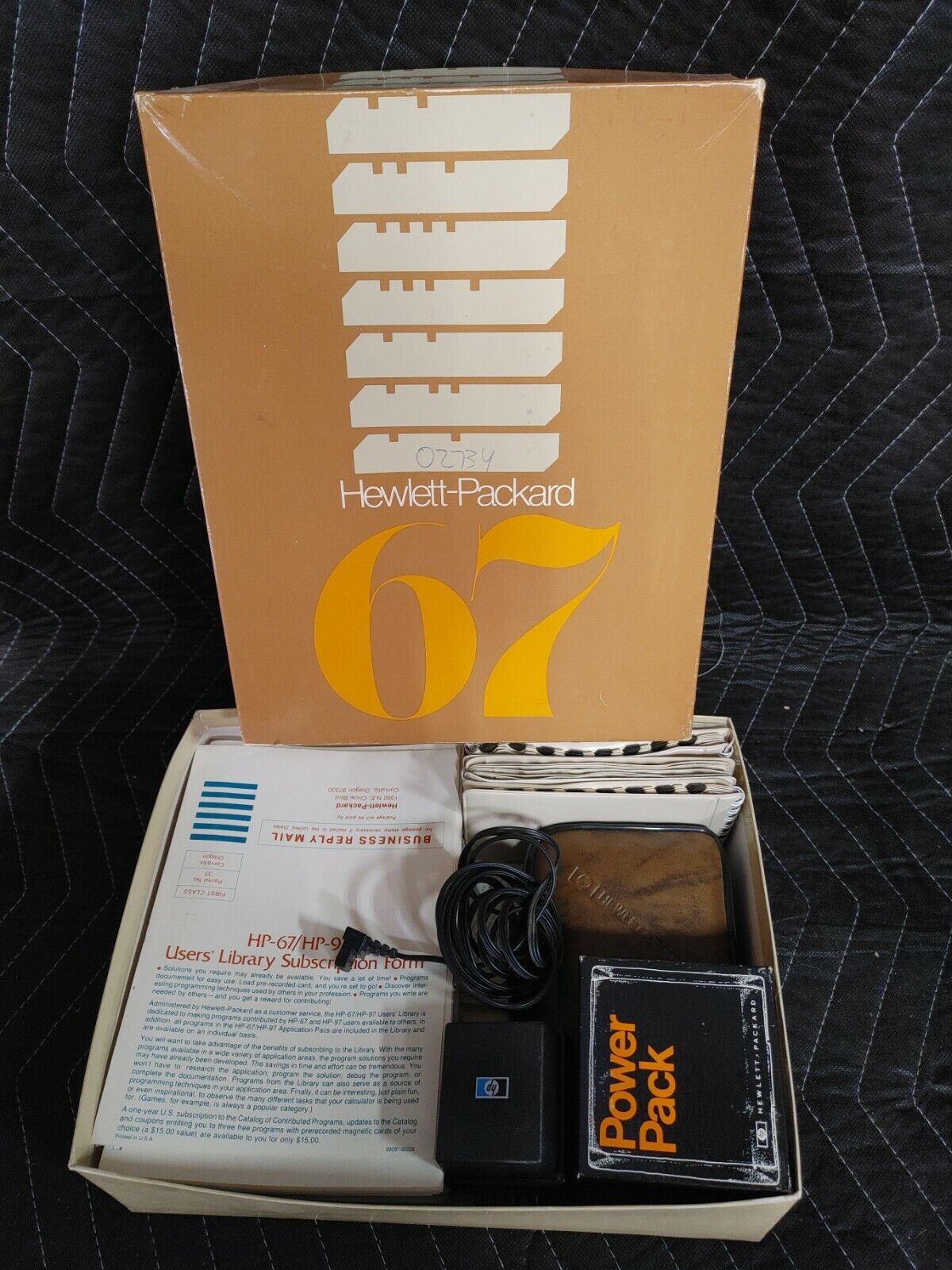 Hewlett-Packard HP 67 Programmable Calculator in Box w/ original papers