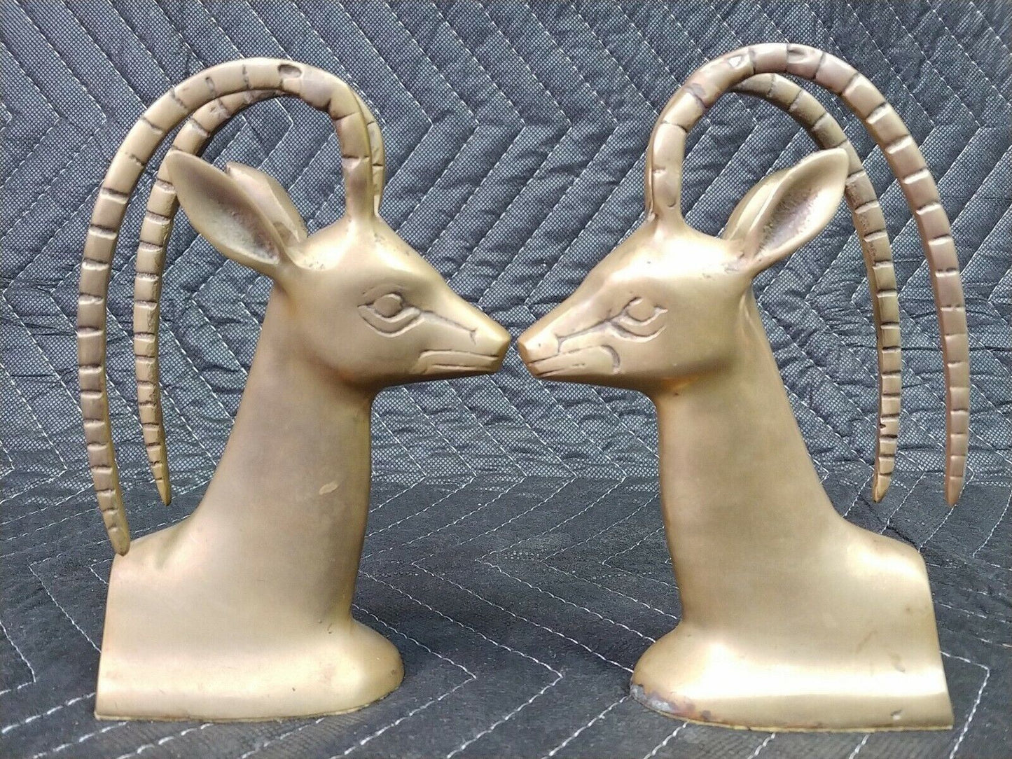 Vintage Penco Solid Brass Bookends Antelope Gazelle Impala