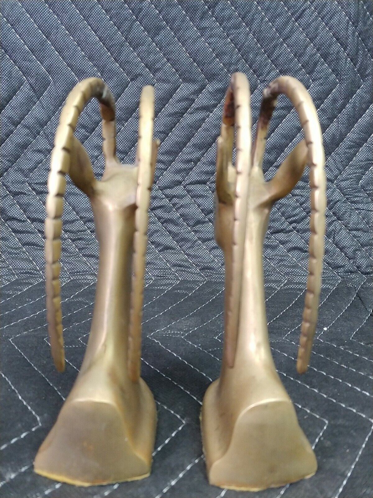 Vintage Penco Solid Brass Bookends Antelope Gazelle Impala