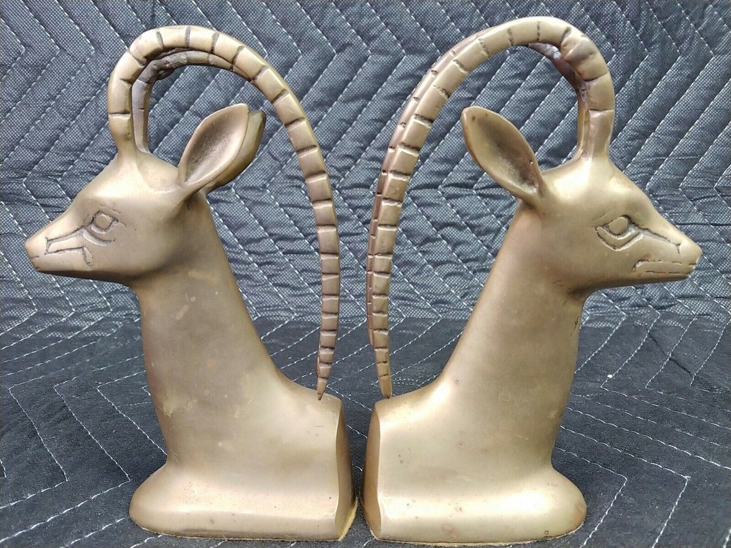 Vintage Penco Solid Brass Bookends Antelope Gazelle Impala