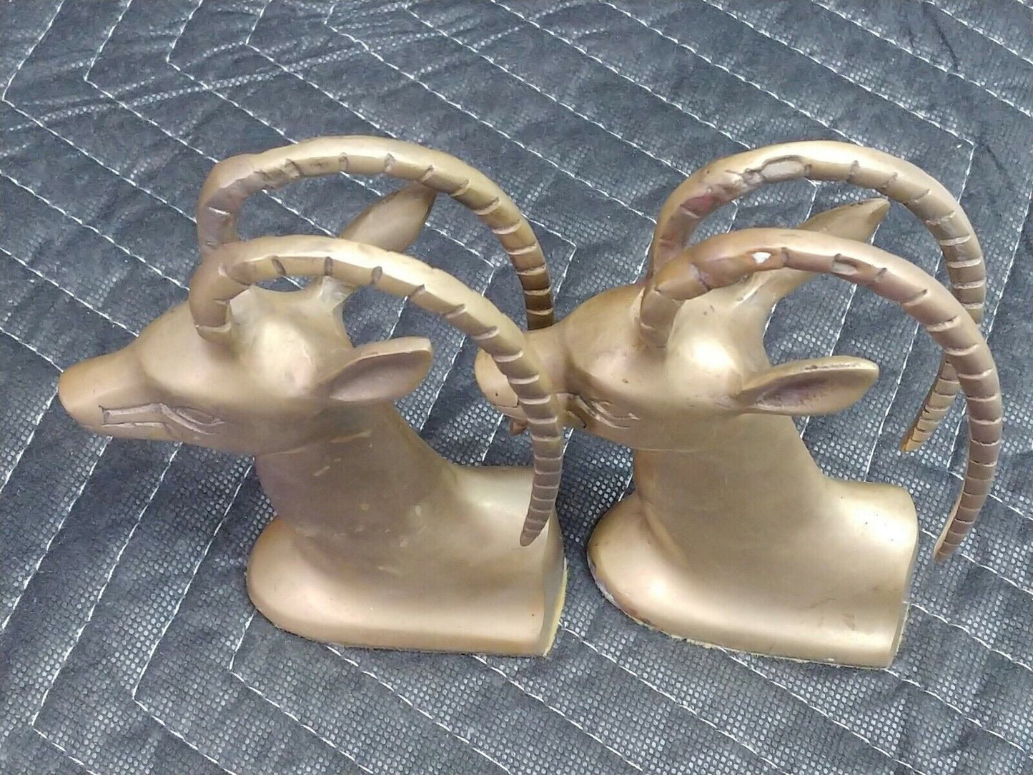 Vintage Penco Solid Brass Bookends Antelope Gazelle Impala