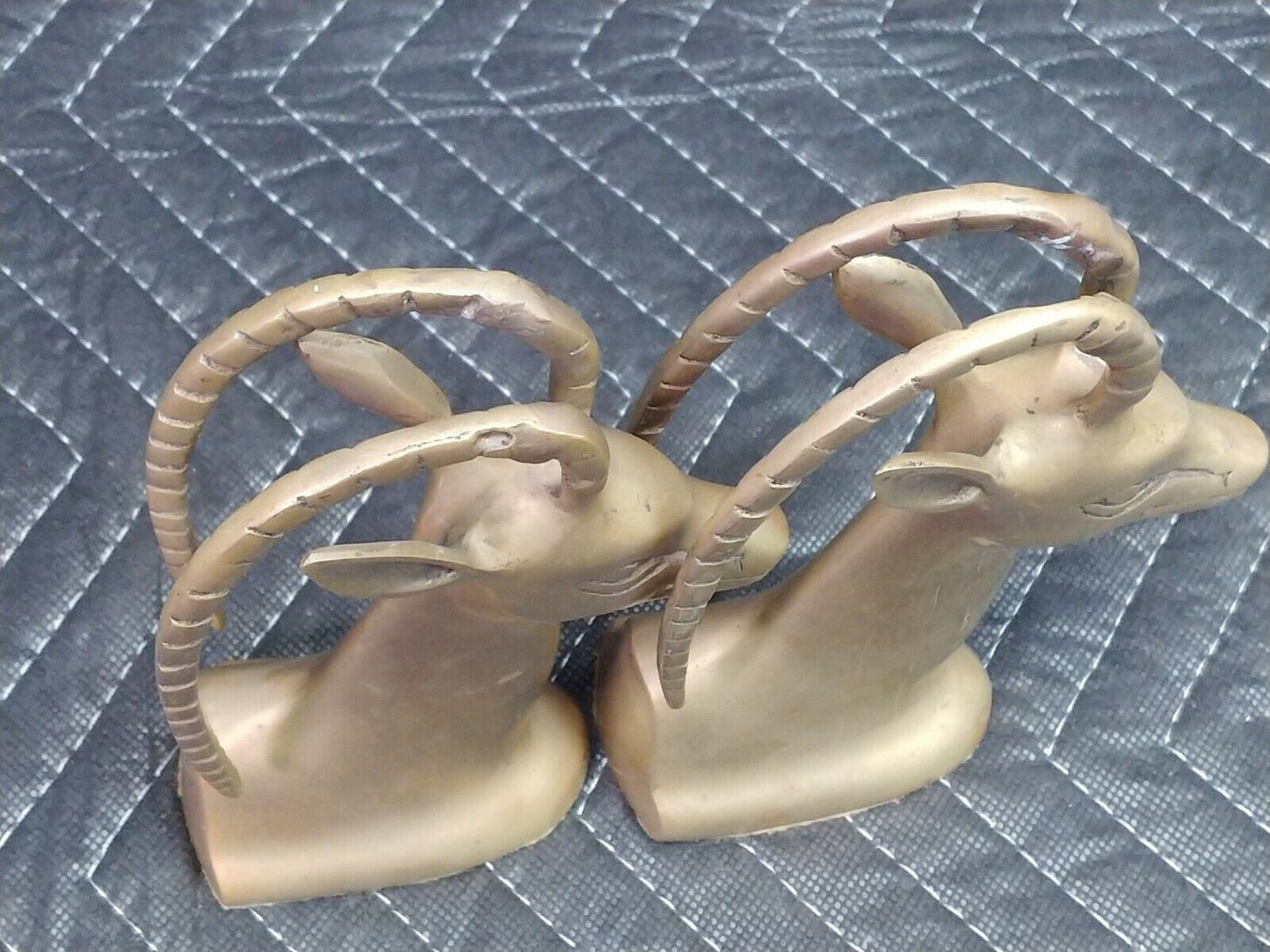 Vintage Penco Solid Brass Bookends Antelope Gazelle Impala